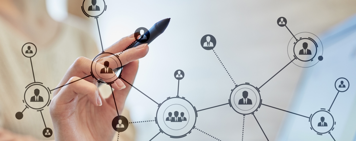 une main qui dessine un organigramme